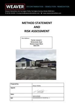 Method statement and risk assessment