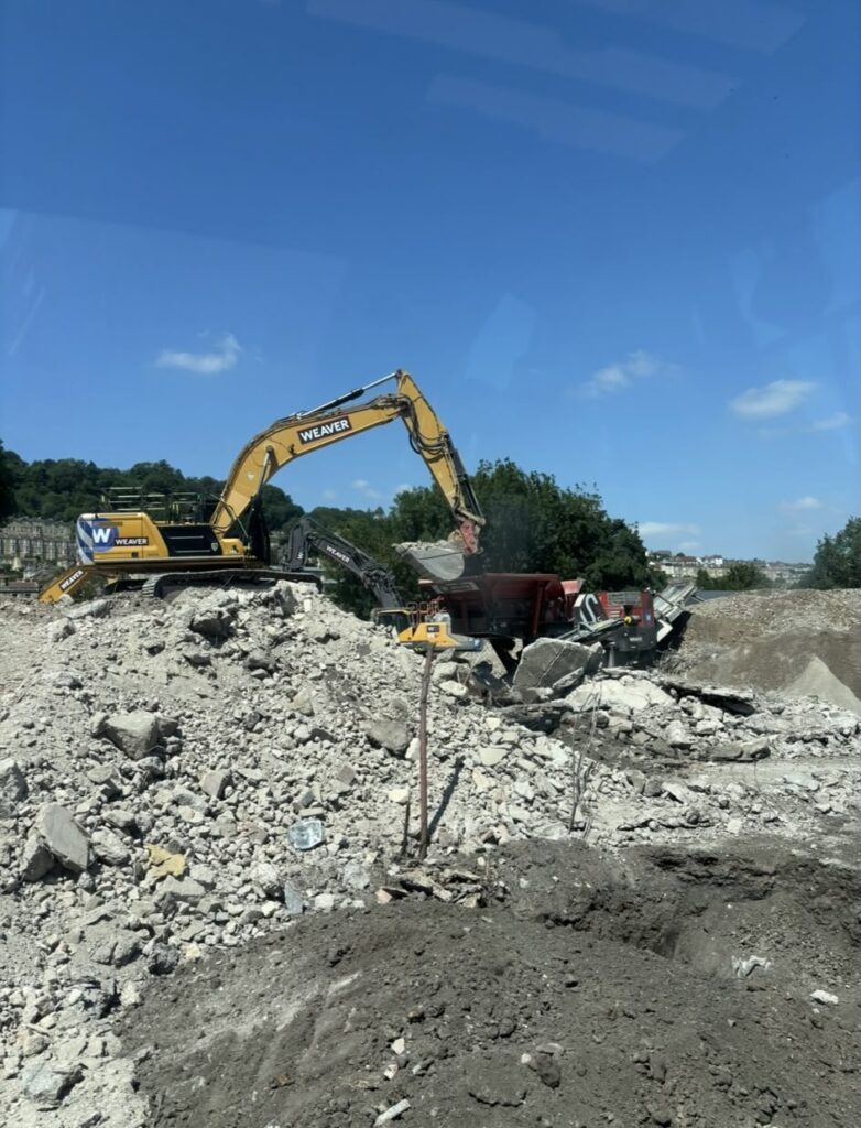 Weaver Demolition on site during the demolition of Bath Fire Station